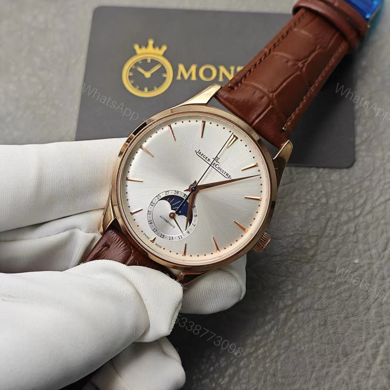 View 4 of Jaeger-LeCoultre Master Ultra Thin Moon Rose Gold Super Clone Replica