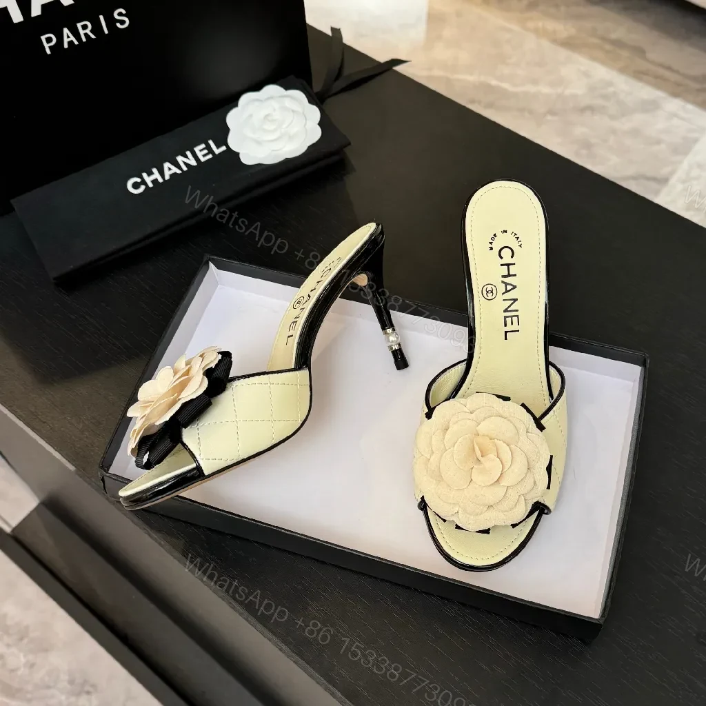 View 8 of Ivory Satin Quilted Slides with Floral Emblems for All-Day Comfort