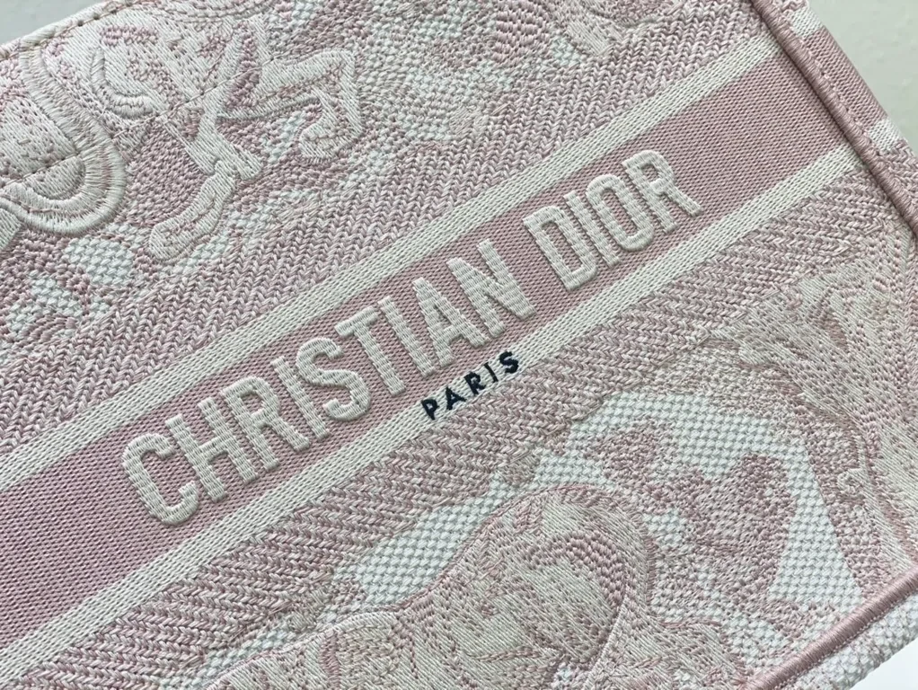 View 8 of Pink Dior Jacquard Tote: Structured Luxury Bag