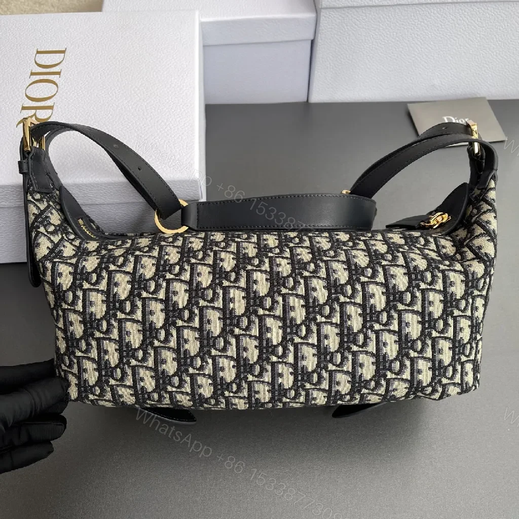 View 6 of Monogram Jacquard Shoulder Bag: Luxe Structured Style