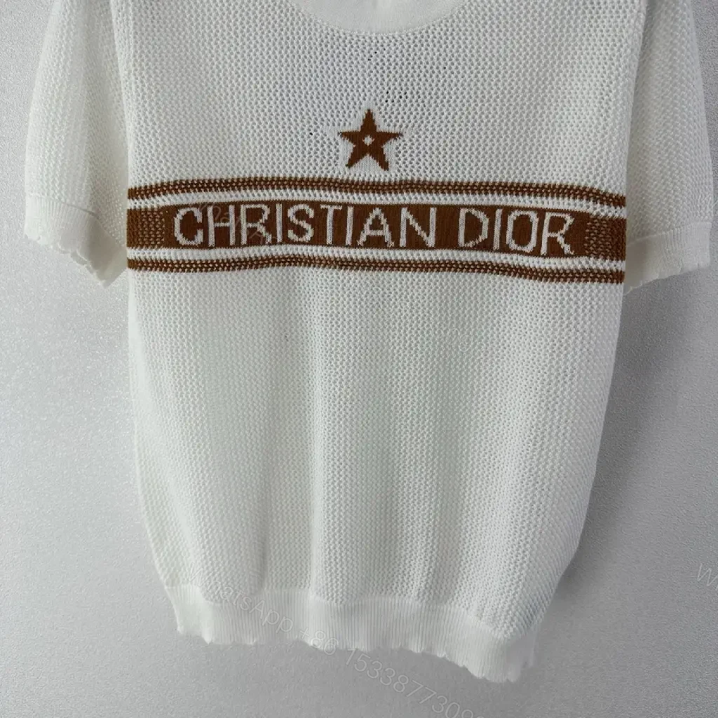 View 7 of White Mesh Star Logo Knit T-shirt Christian Dior