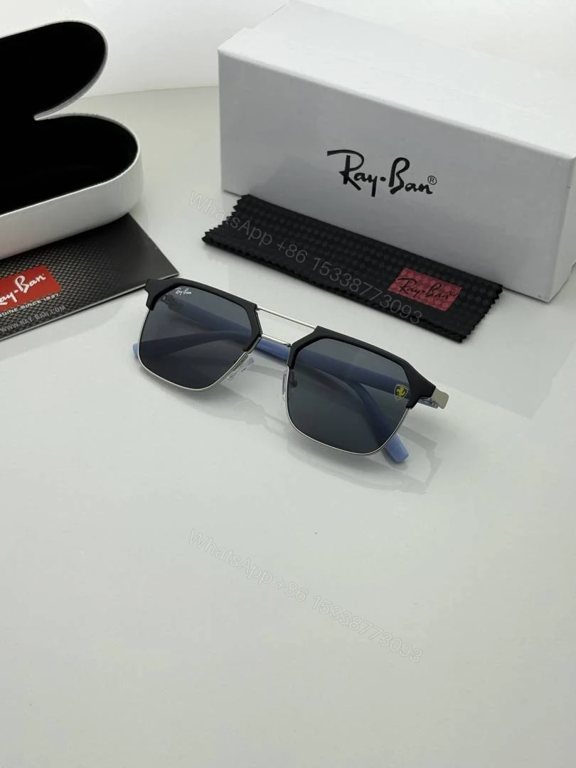View 4 of First Copy RayBan 04 Silver Blue Black Sunglasses