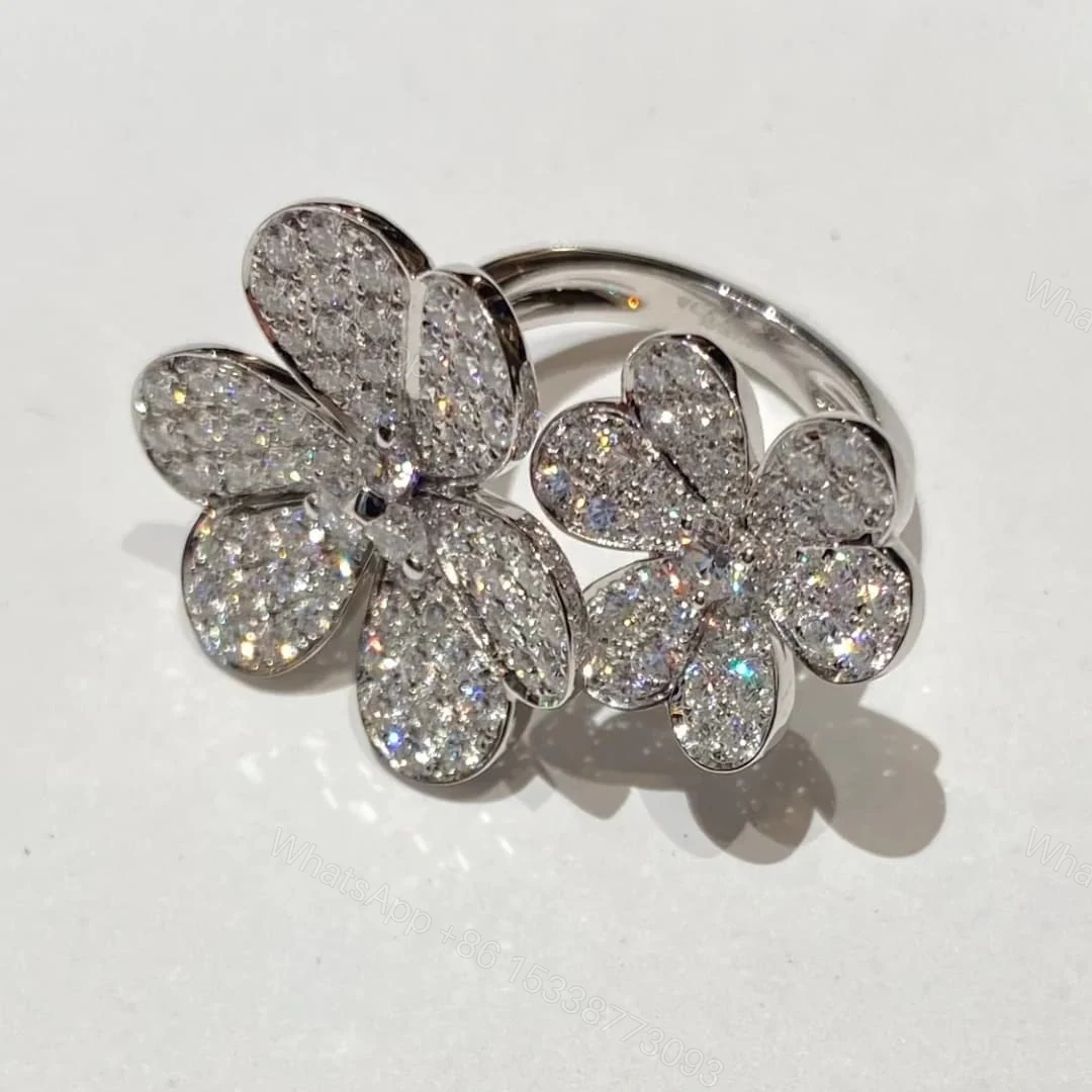 Van Cleef Arpels 18K White Gold Frivole Between The Finger Ring Pave Diamonds VCARB67500 — view 1