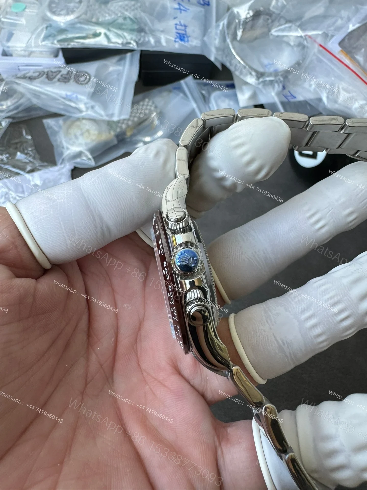 View 15 of Rolex Daytona M116506-0002 Ice Blue Dial 1:1 Replica Watch – Platinum Tone Super Clone 4130