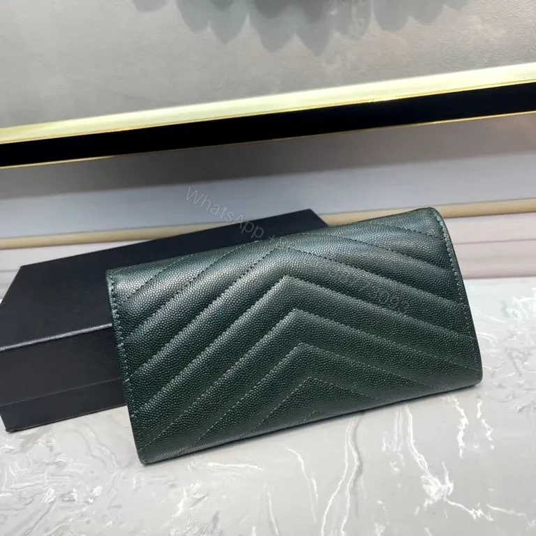 View 3 of Forest-Green Quilted Clutch with Gold Logo
