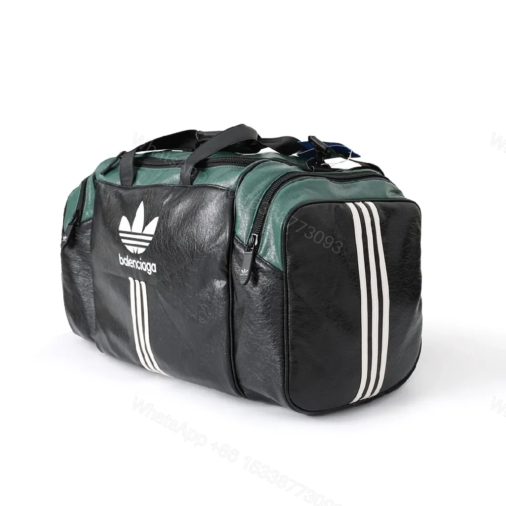 View 7 of Bold Black-Emerald Contrast Weekender, Iconic Three-Stripes Finish