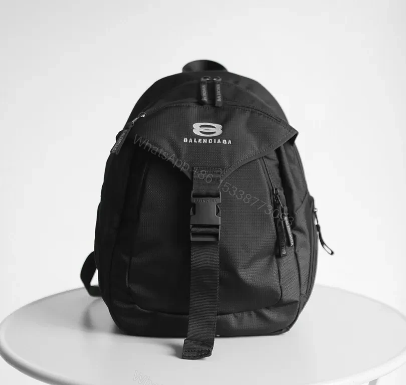 Black Tech-Ready Backpack, Minimal Balenciaga-Inspired, Compact, Water-Resistant, Everyday Carry — view 1