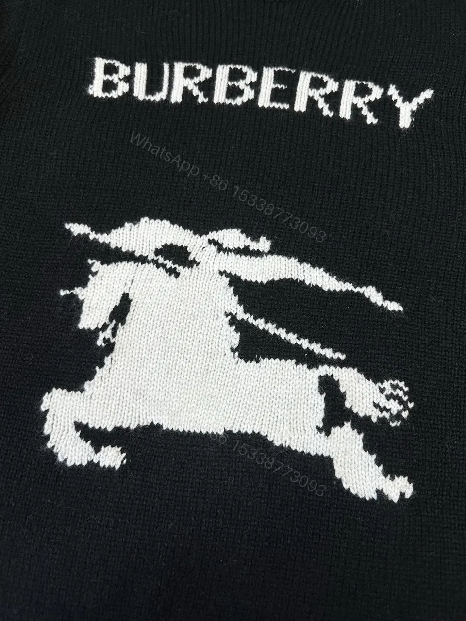 View 6 of Lux Knit Crewneck with Burberry Graphic: Rich Texture, Luxe Style