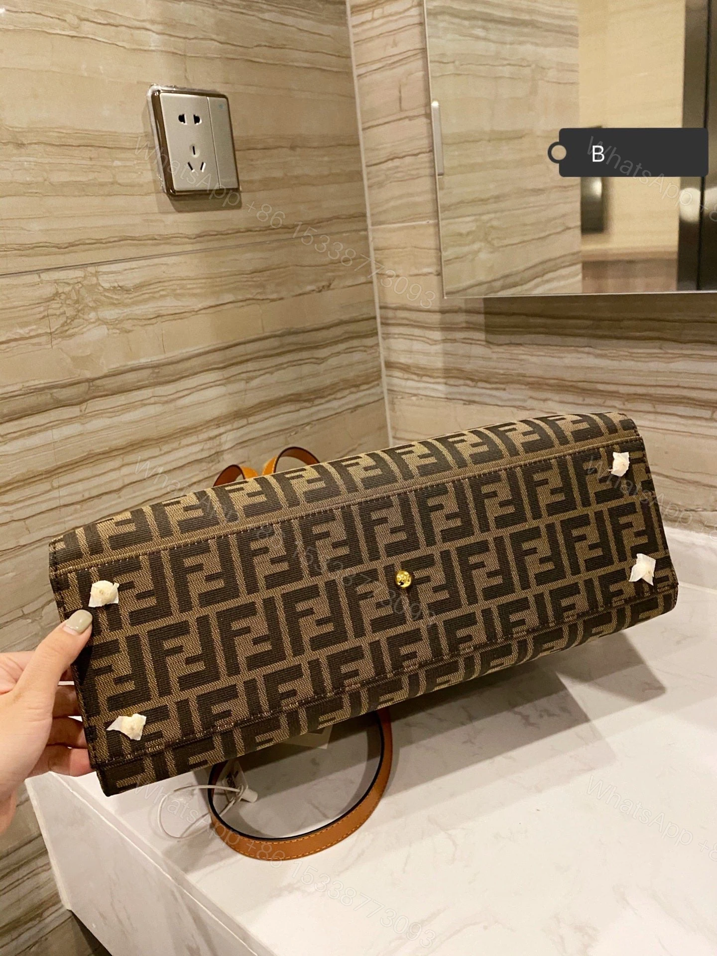 View 9 of Fendi Peekaboo X-Tote Green Canvas