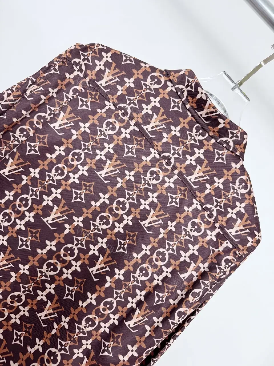 View 6 of Chocolate Brown + Premium Fabric + Button-Front Shirt + Bold Monogram Detail + Men’s Shirt