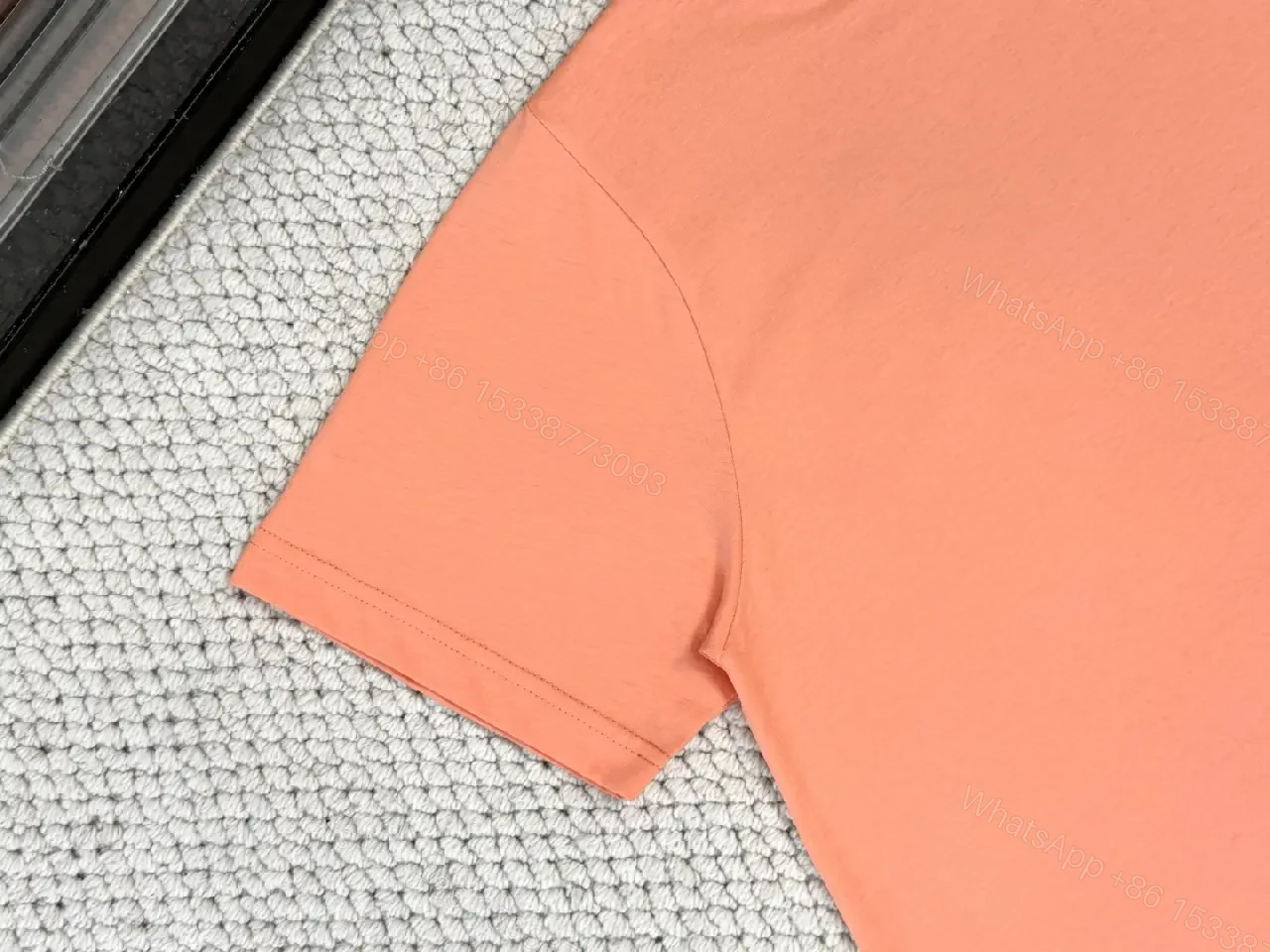View 7 of Coral Cotton T‐Shirt with Subtle Logo – Everyday Luxury Comfort