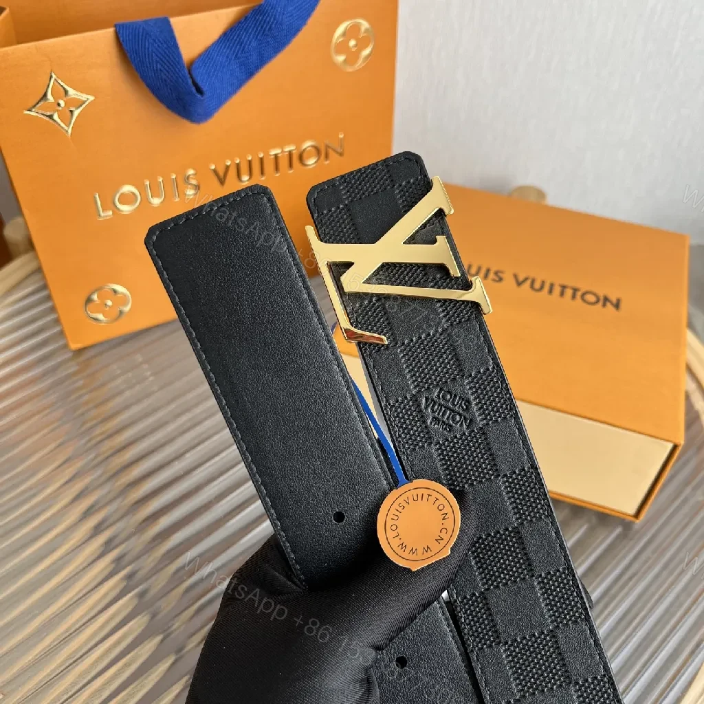 View 2 of Polished Monogram Belt: Black Leather, Gold Buckle, Luxe Style