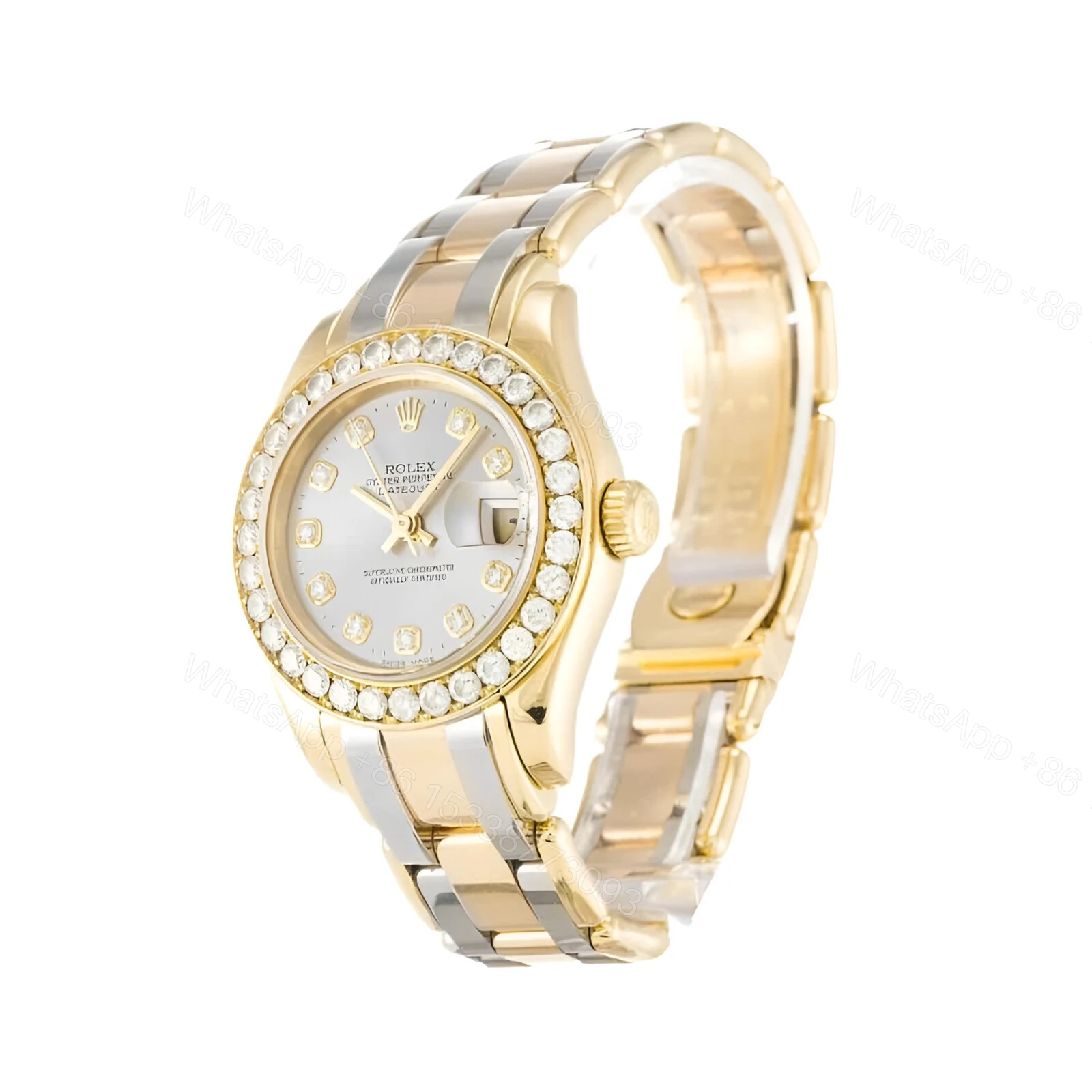 View 2 of Rolex Tridor Pearlmaster Ladies Gold & Diamond 80298-0048 Replica