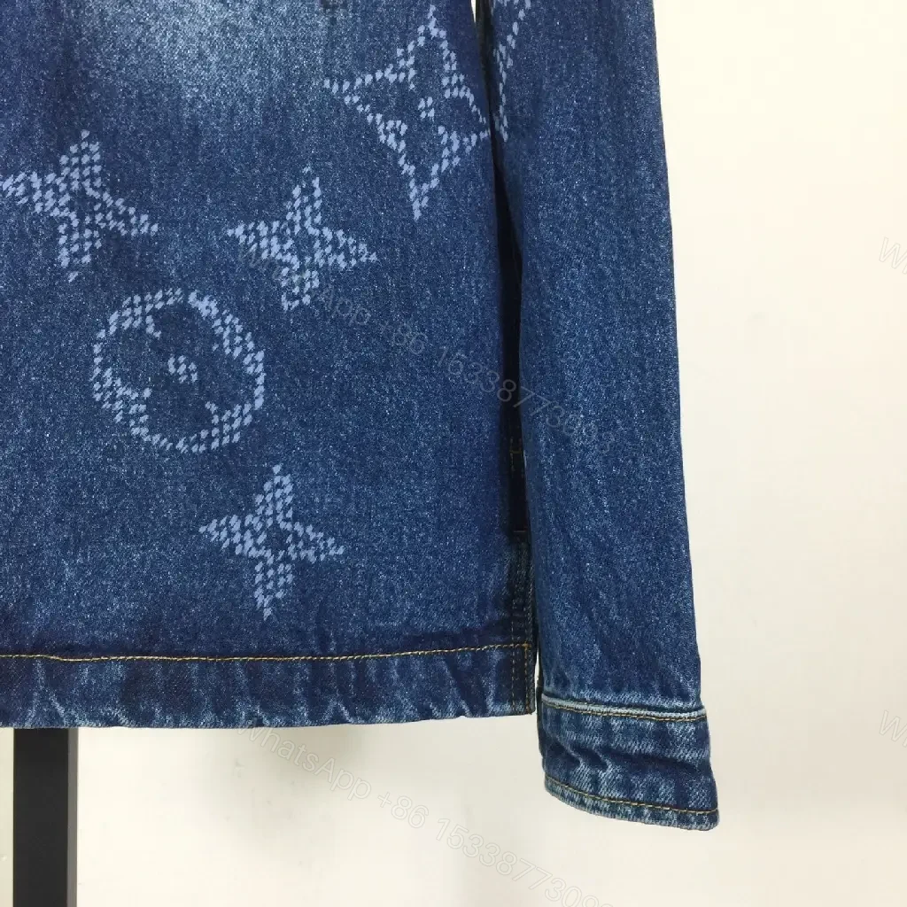 View 9 of Modern Texture Denim Jacket with Monogram Details