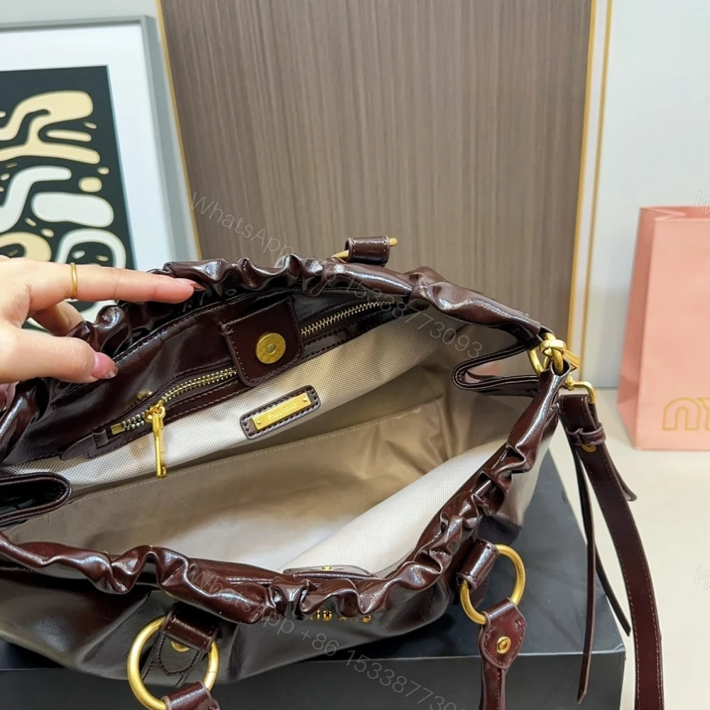 View 9 of MIU MIU SIDE RIBBON 2WAY HANDBAG BURGUNDY 33CM
