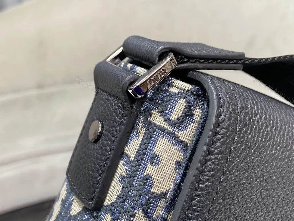 View 6 of Compact Leather-Trim Messenger: Dior-Inspired Pattern, Everyday Luxury