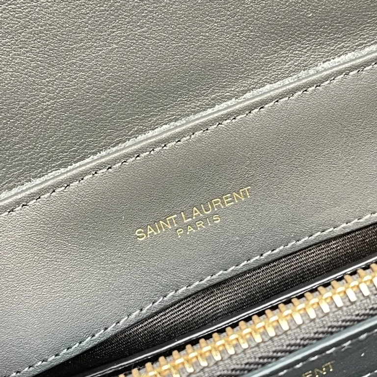 View 8 of Powder-Blue Suede Crossbody with YSL Monogram Gold Hardware