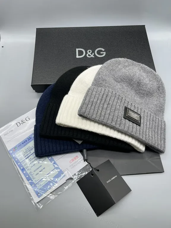 View 2 of Navy Knit Beanie with D&G Plaque - Ultra-Warm, Refined Street Style