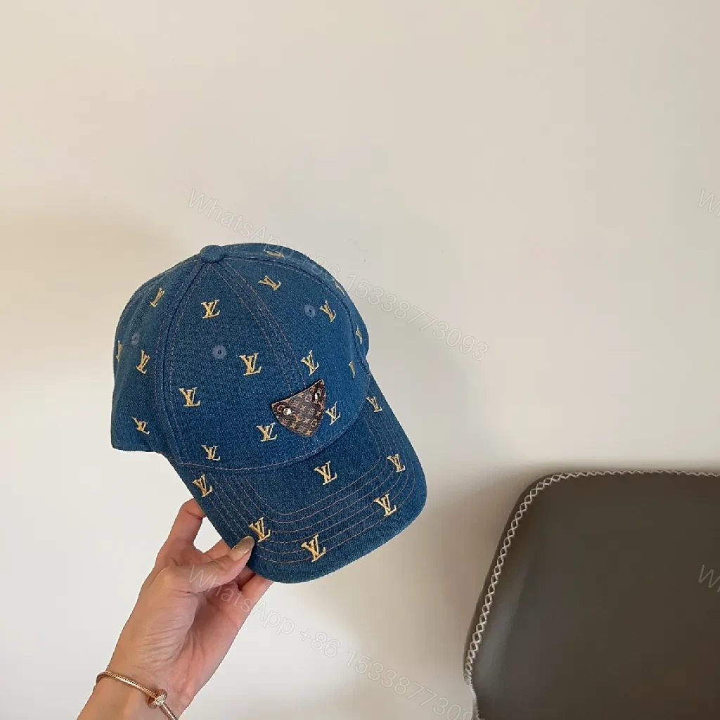 View 8 of Denim Luxury Baseball Cap with LV Monogram: Refined Casual Headwear