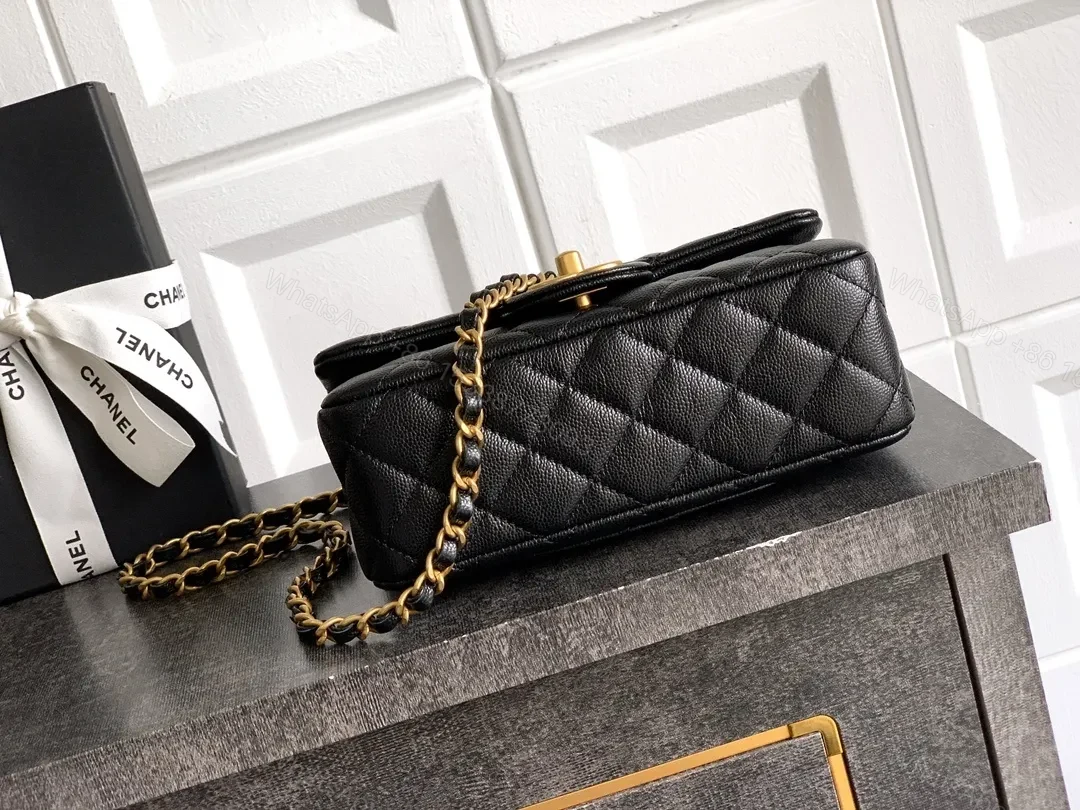 View 3 of Chic Quilted Flap Bag with Gold Chain Handle