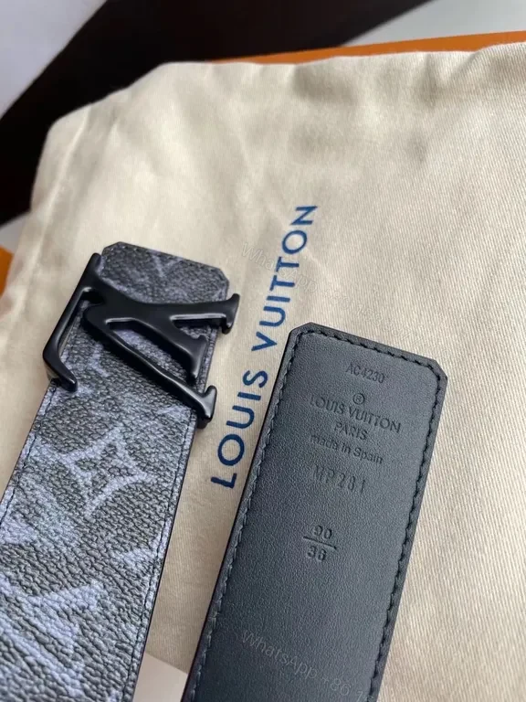 View 6 of Louis Vuitton Monogram Belt: Matte Gunmetal Buckle, Canvas