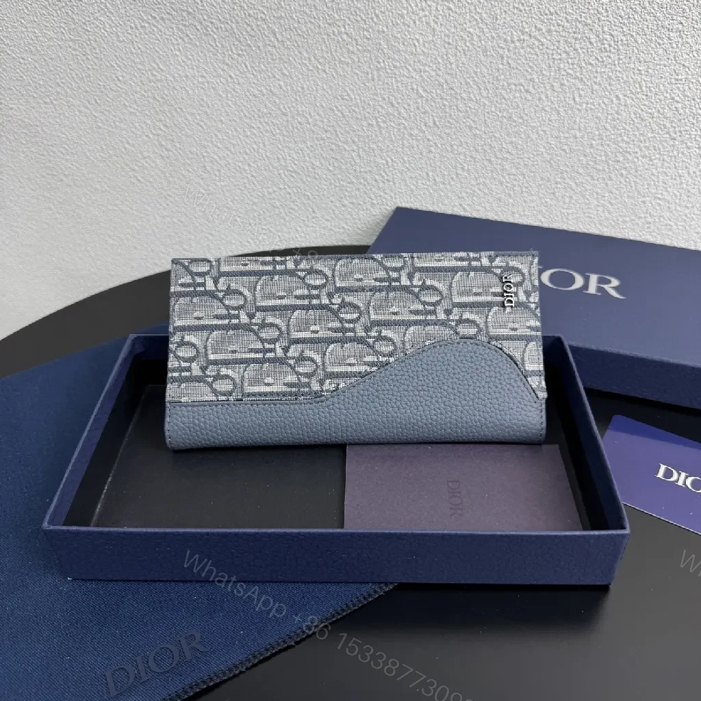 View 6 of Slate Denim Monogram Wallet: Pebble Leather, Slim Luxe Style