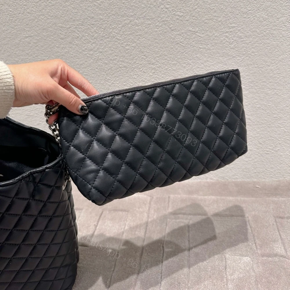 View 5 of Saint Laurent Icare Shopping Bag In Quilted Black Silver 40Cm