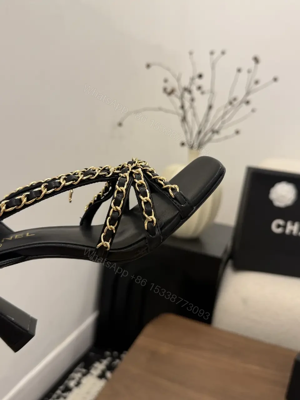 View 9 of Block-Heel Sandals: Chain-Detail, Sculpted, Elegant Style, All-Day Comfort