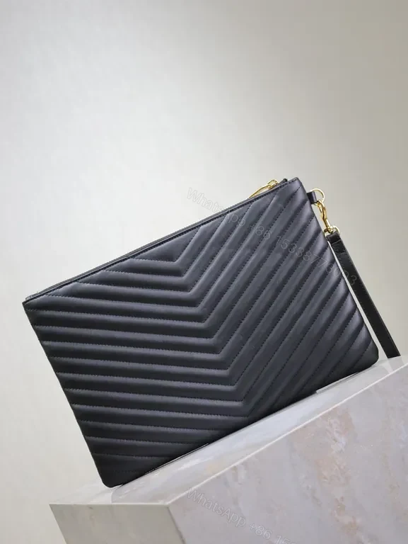 View 7 of Chic Quilted Clutch with YSL Logo â€” Luxe Evening Essential