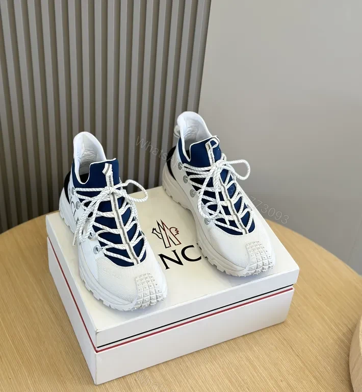 View 7 of Moncler Navy Knit Sneaker with White Leather, Lux-Chic Style
