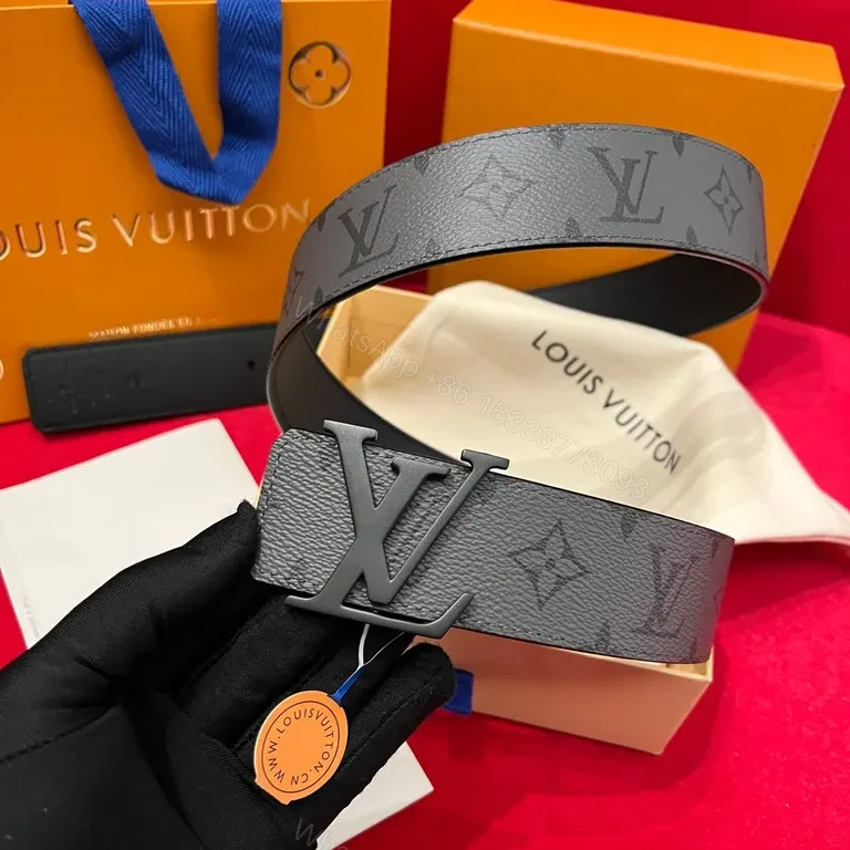 View 5 of Monogram Leather Belt: Iconic LV Style, Textured Black Leather