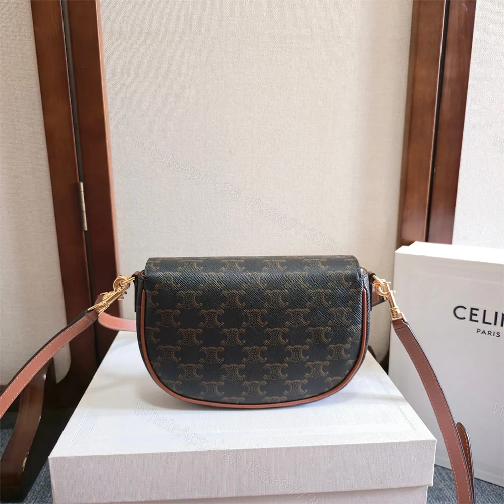 View 4 of Celine FOLCO SHOULDER BAG IN Triomphe Canvas and Calfskin