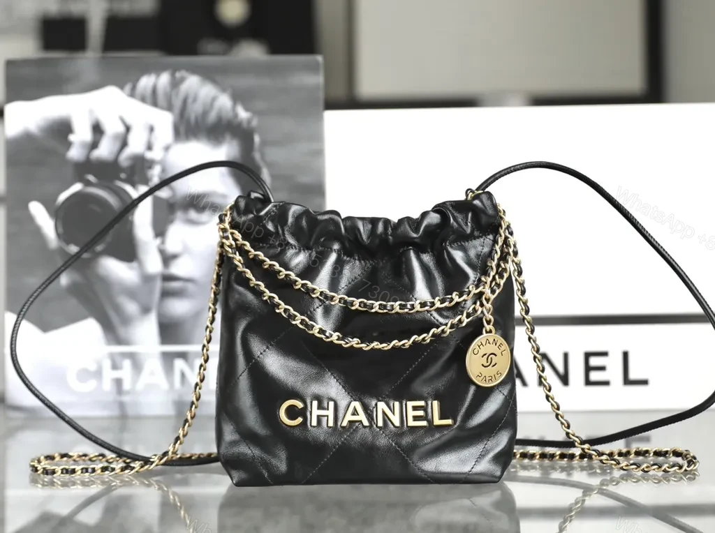 View 3 of Chanel-Inspired Black Leather Crossbody: Luxe Chain Detail