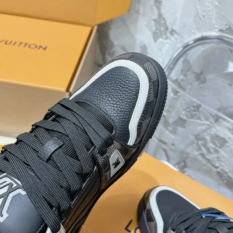 View 9 of Checkerboard Leather Sneaker: Luxury Casual Luxury, LV-Inspired Black/White Shoes