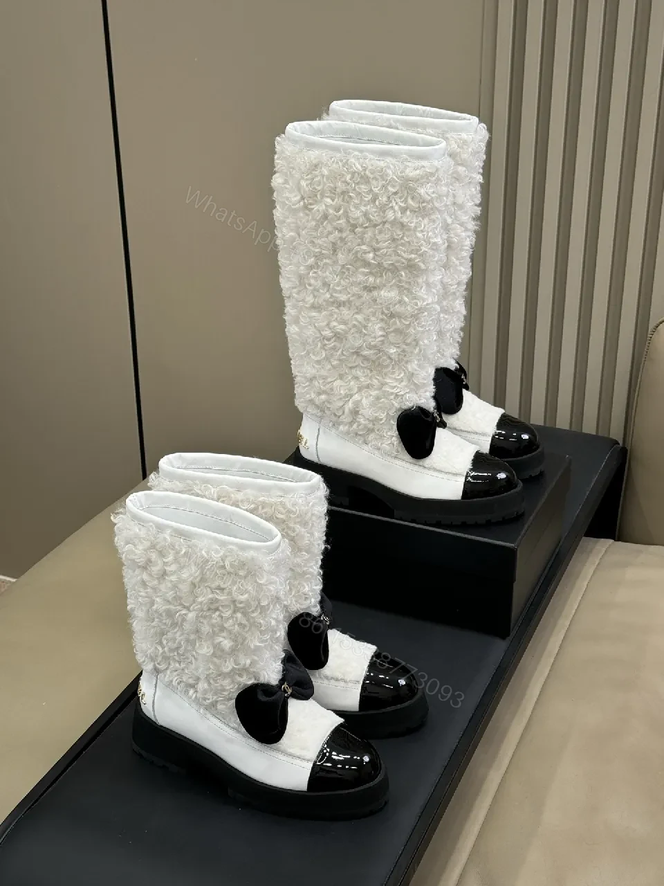 View 6 of Knit-Texture Knee-High Boots: Bold Contrast, Cozy Grip