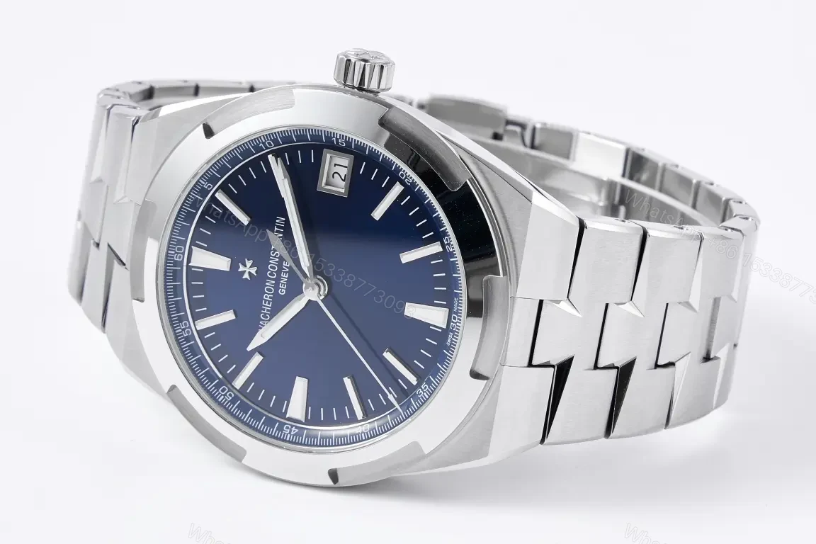 View 4 of Vacheron Constantin Overseas 4500V Series Stainless Steel Watch – Blue Dial, 41mm, Automatic Movement with Date Display, Stainless Steel Bracelet or Rubber Strap Option
