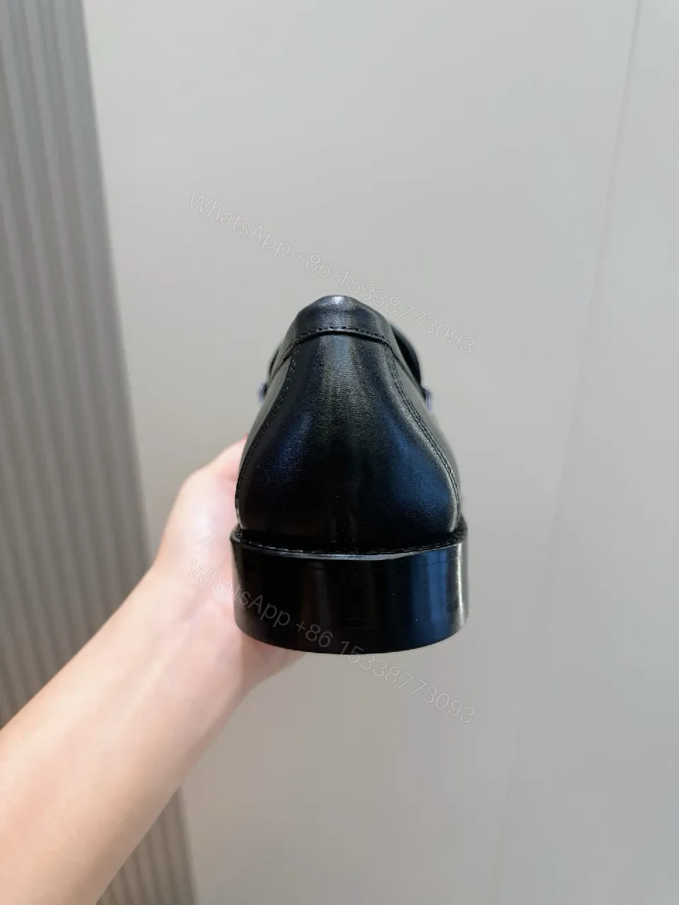 View 3 of Refined Black Leather Loafers — Subtle LV-Inspired Hardware