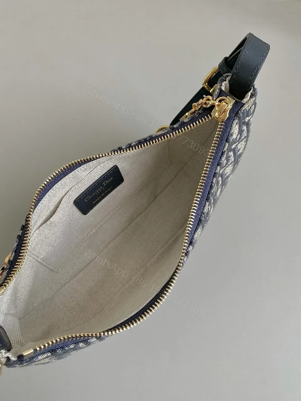 View 3 of Compact Monogram Bag: Gold Chain Accent, Leather Trim, Luxurious Compact Shoulder Bag