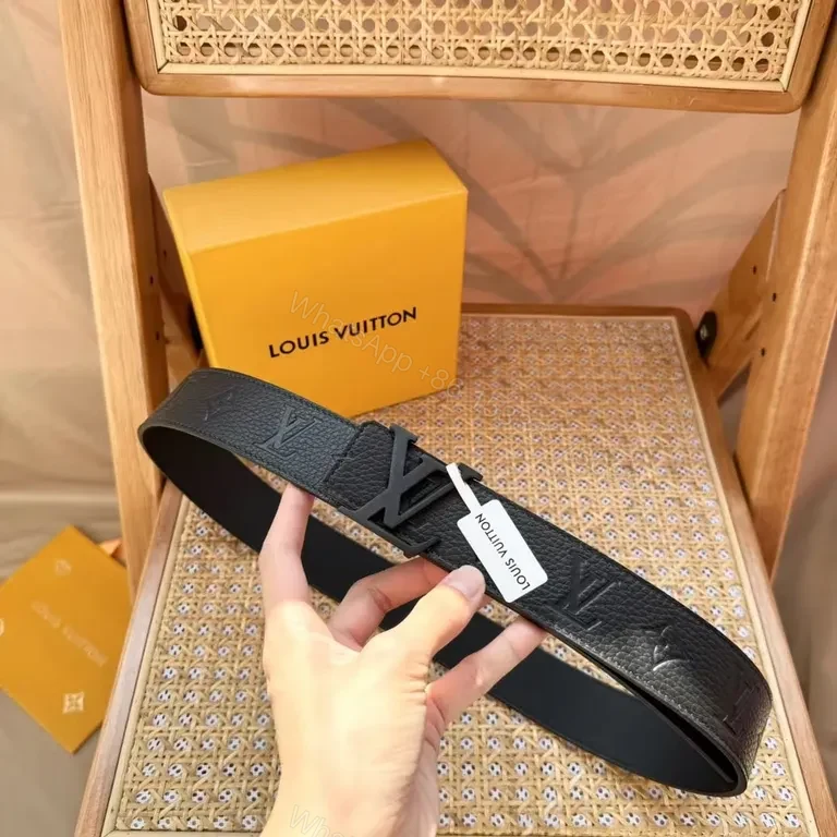 Patterned Leather Belt: Subtle LV Texture, Modern, Versatile Style Belt — view 1