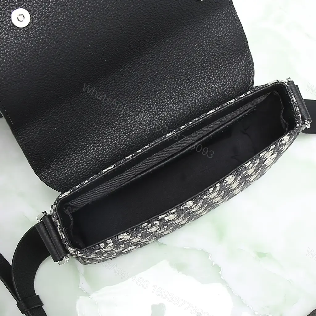 View 8 of Structured Monogram Leather Crossbody Bag: Black, Hands-Free