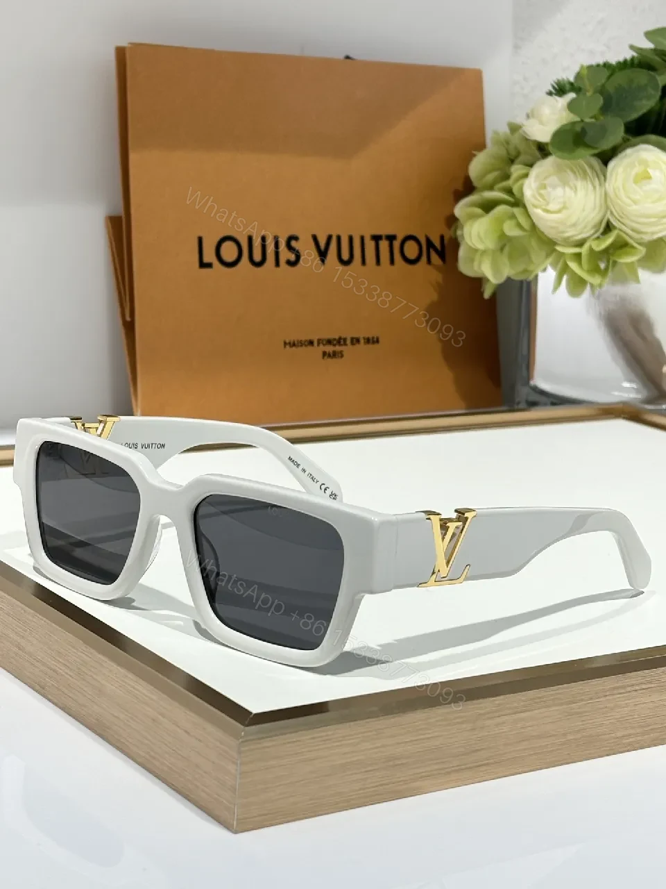 View 3 of Bold Black Sunglasses with Gold Emblem – Modern, Durable Acetate Frames
