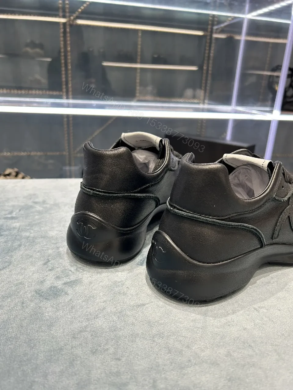 View 8 of Black Leather-Trim Sneaker with Perforations + Luxe Casual Sneakers