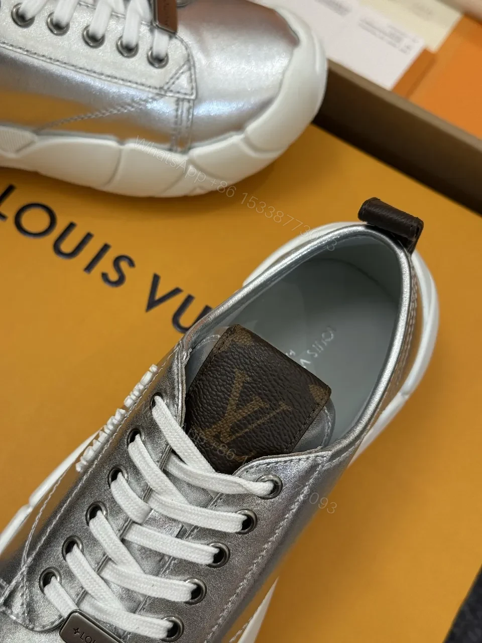 View 4 of Metallic Silver Chunky Sneakers: Luxe Designer-Inspired Comfort