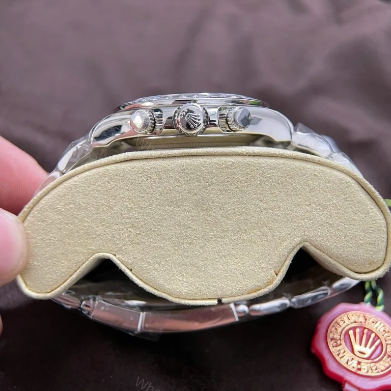 View 2 of Rolex Daytona 18K Solid White Gold 40mm Baguette Diamonds Super Clone