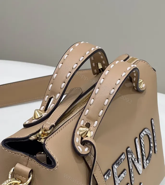 View 9 of Bold Fendi Logo Compact Leather Handbag - Luxury Everyday Style