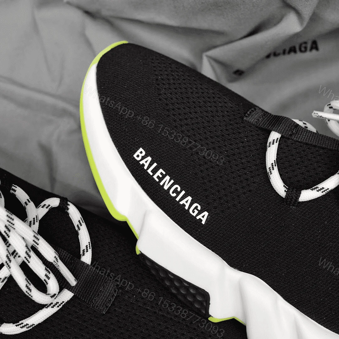 View 4 of BALENCIAGA SPEED TRAINER LACE UP BLACK WHITE – BB16