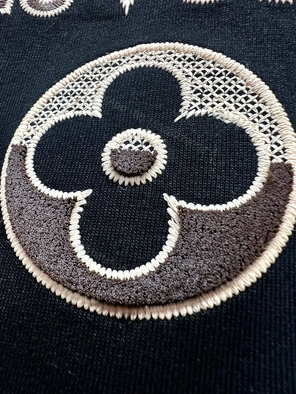 View 4 of Black Cotton Tee with Designer-Inspired Emblem, Modern Fit