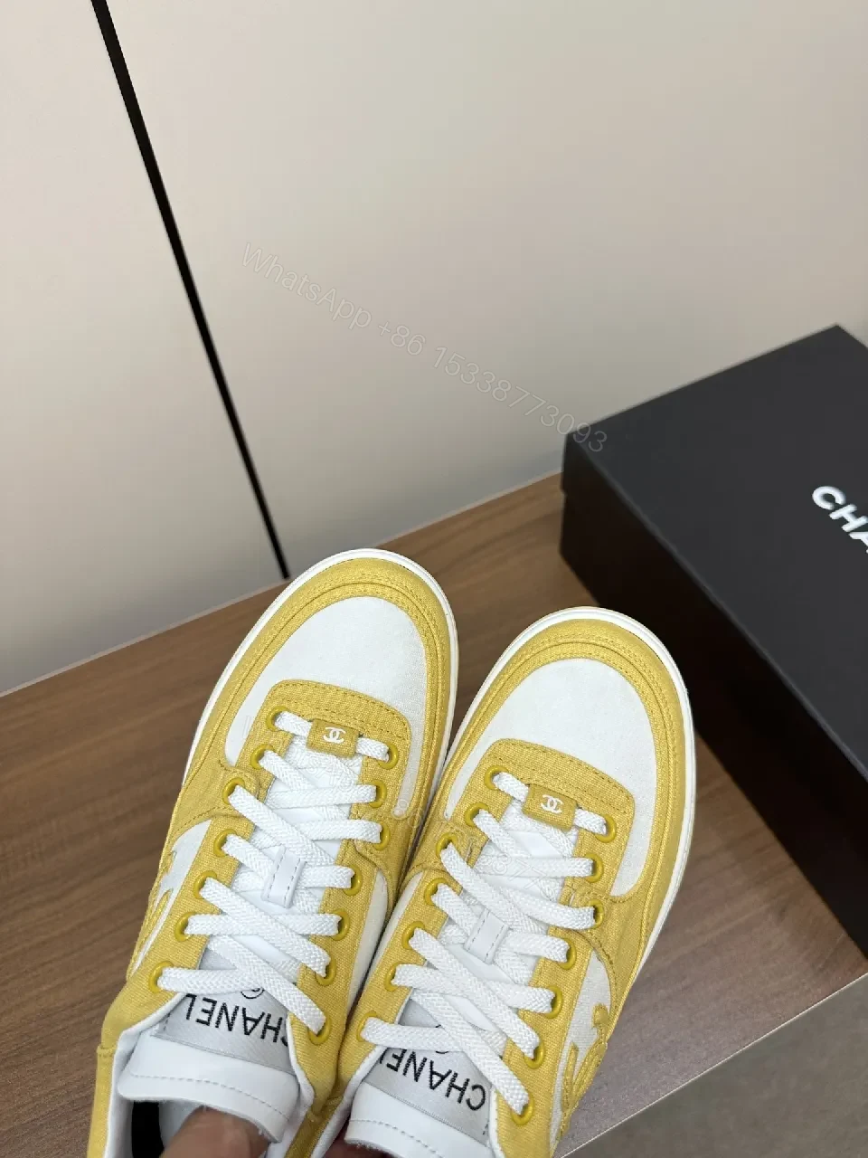 View 8 of Yellow & White Luxe Low-Top Sneakers: Bold Casual Comfort