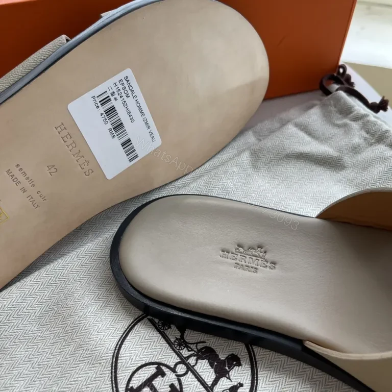 View 4 of HermÃ ̈s Oranâ€“Inspired Calfskin Sandals: Luxury Comfort
