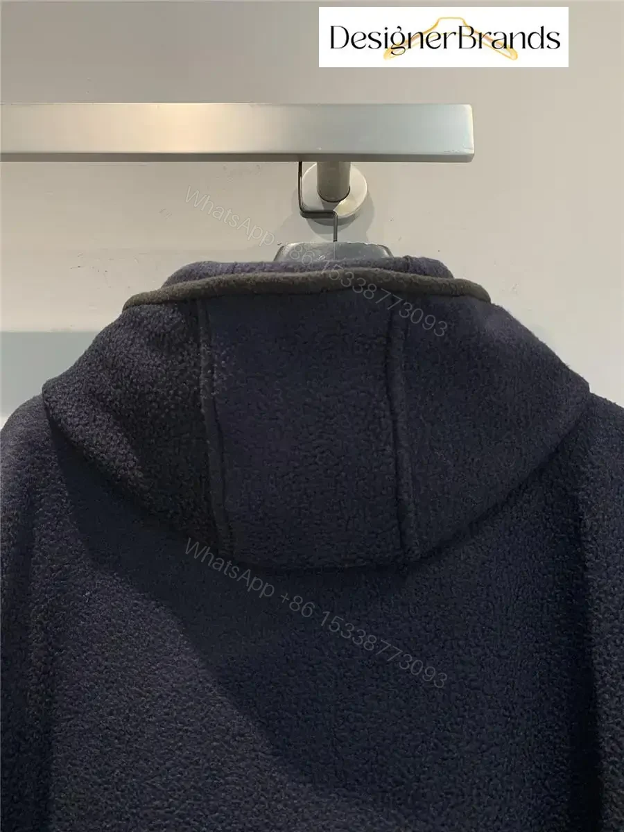 View 8 of Cozy Black Fleece Jacket with Minimalist Luxe Logo, Unisex, Winter-ready